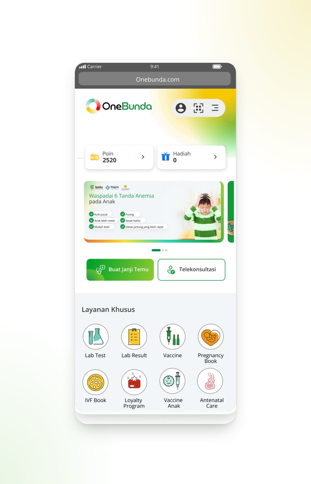 E-Health PWA — Home with the nine core services