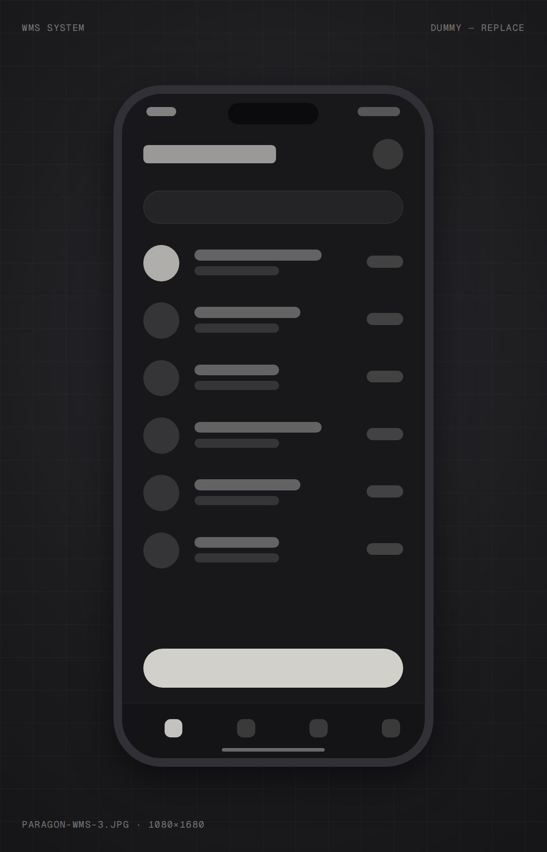 WMS System — mobile screen 1